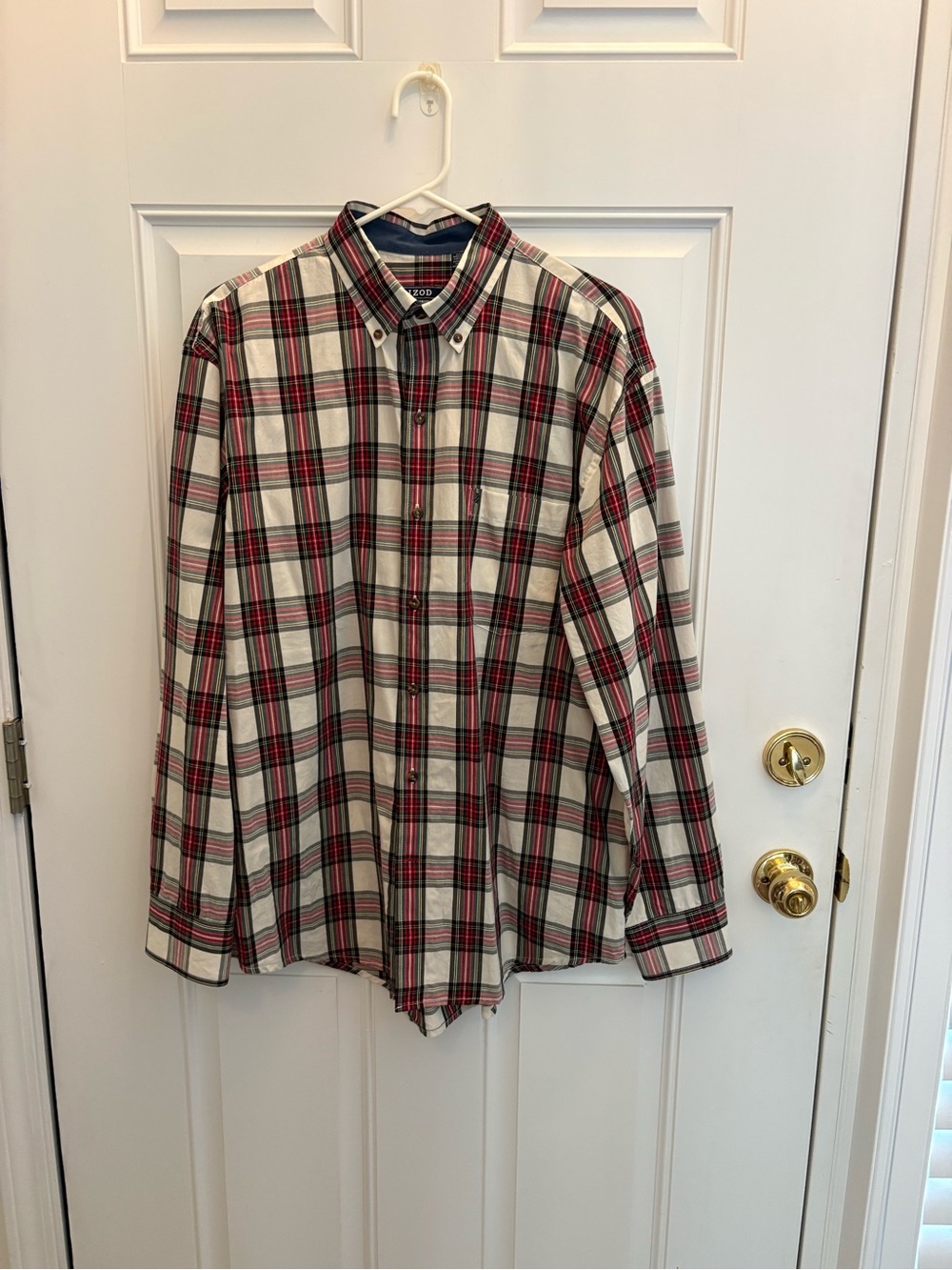 Izod Red and White Plaid Button-Down Shirt